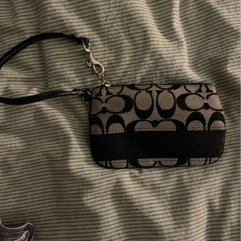 Coach Black and Tan Wristlet